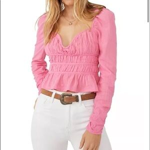 Free People Smocked Tie Back Top Size XS